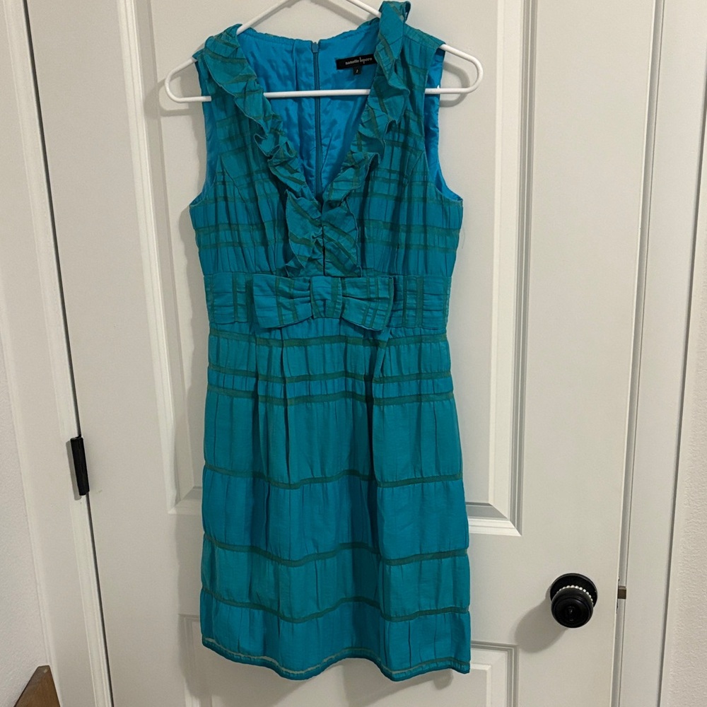 Nanette Lepore Teal Ruffled Bow Dress